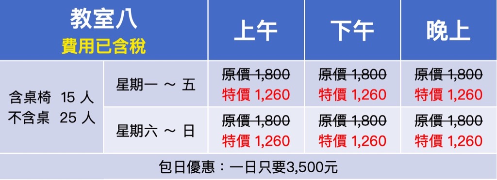 台南場地租借-台南永康教室-教室八-價位表-台南大橋火車站教室租借、台南大橋火車站場地租借、台南大橋火車站空間租借、台南永康區教室租借、台南永康區場地租借、台南永康區空間租借、教室租借、空間租借、場地租借、台南哪裡有場地租借、台南哪裡有空間租借、台南哪裡有教室租借、台南教室出租、台南場地出租、台南空間出租、台南教室租借、台南場地租借、台南空間租借