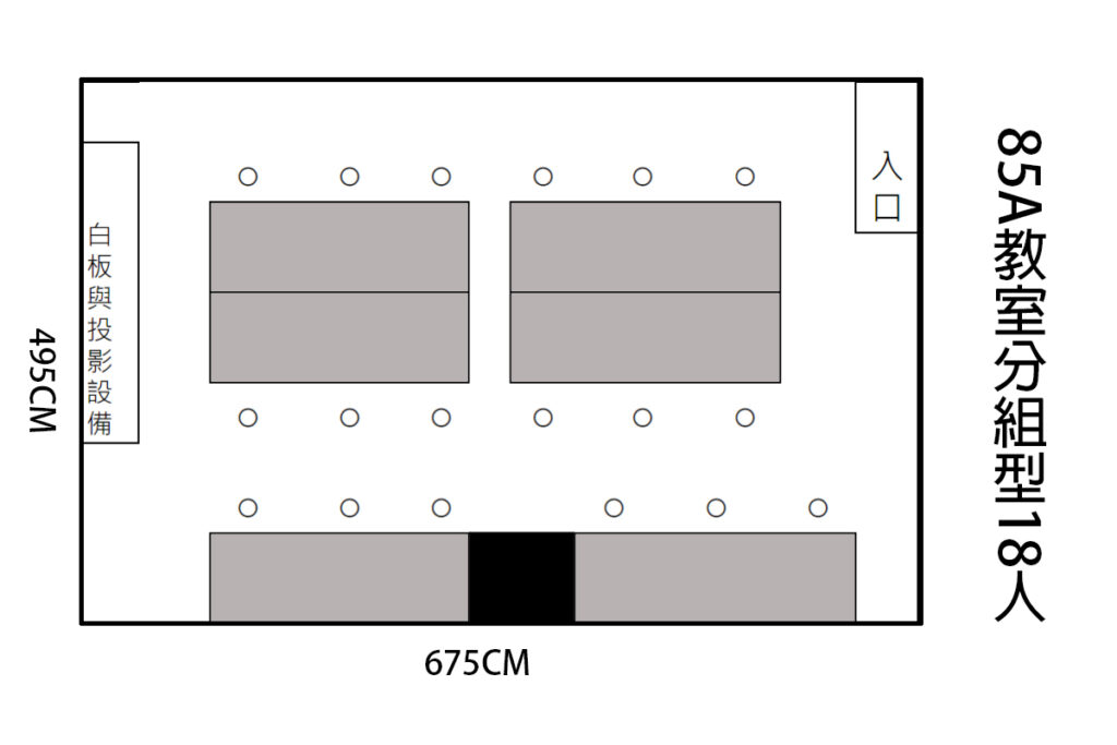 這是台中火車站教室租借-台中85大樓A場地租借-分組型平面圖