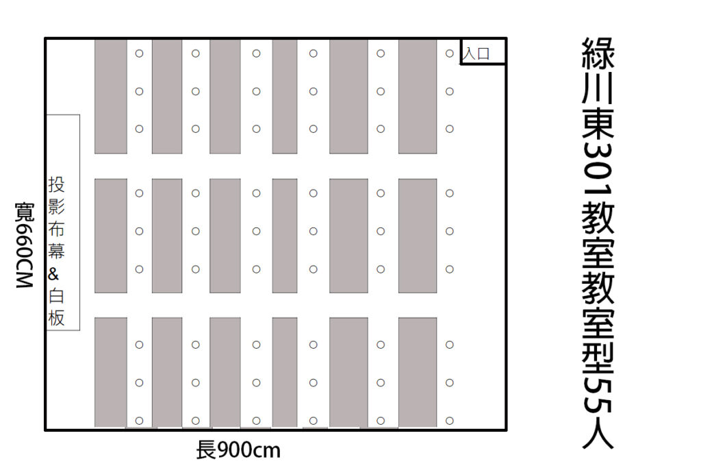 這是台中火車站場地租借-台中綠川東301教室租借-教室型平面圖