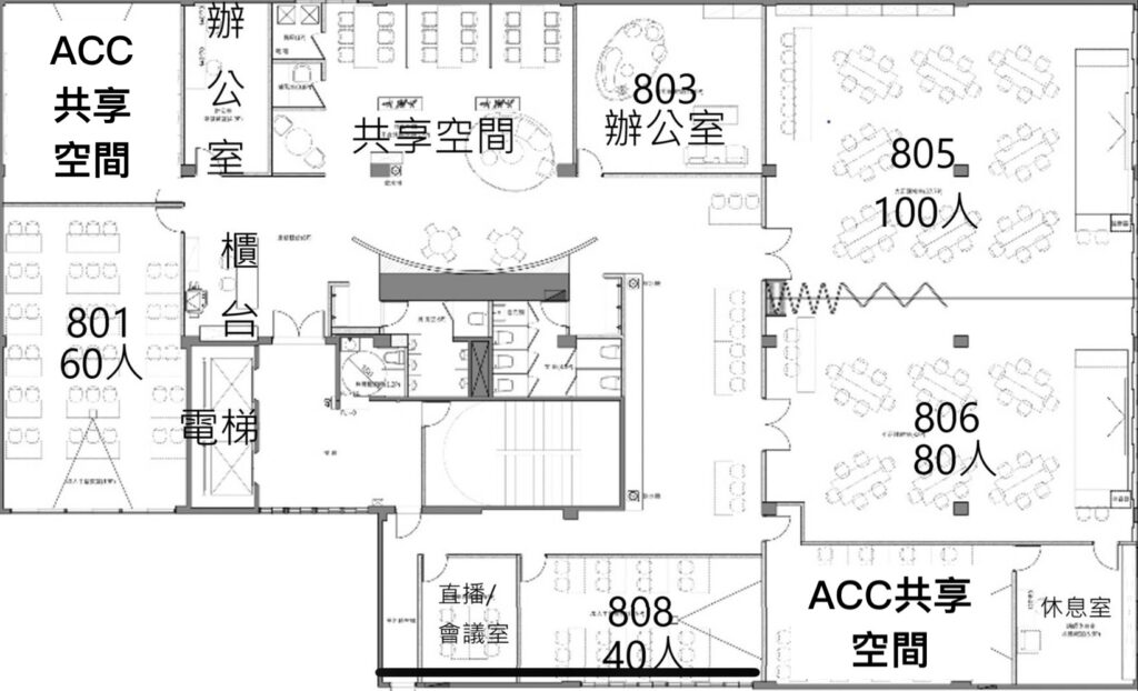 這是台北火車站場地租借-台北火車站百人教室的格局圖