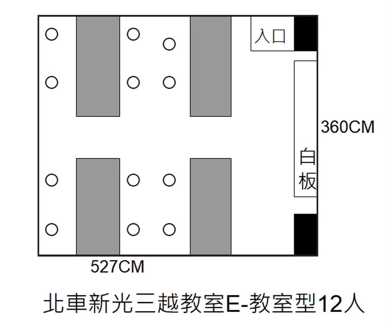 台北火車站教室租借-台北新光三越教室-e教室-平面圖